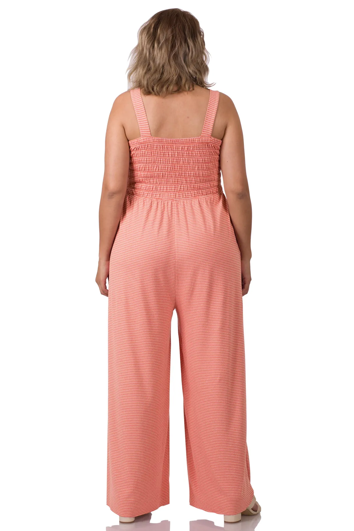 Smocked Wide-Leg Jumpsuit