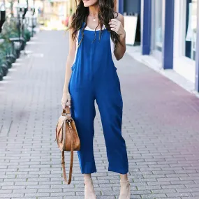 Solid Colored Patchwork Jumpsuit