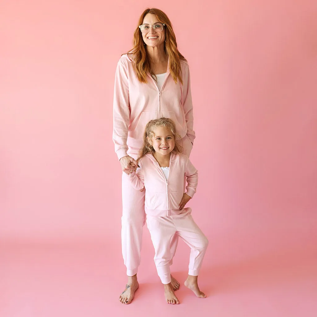 Starry Pink Velour Zip Hoodie