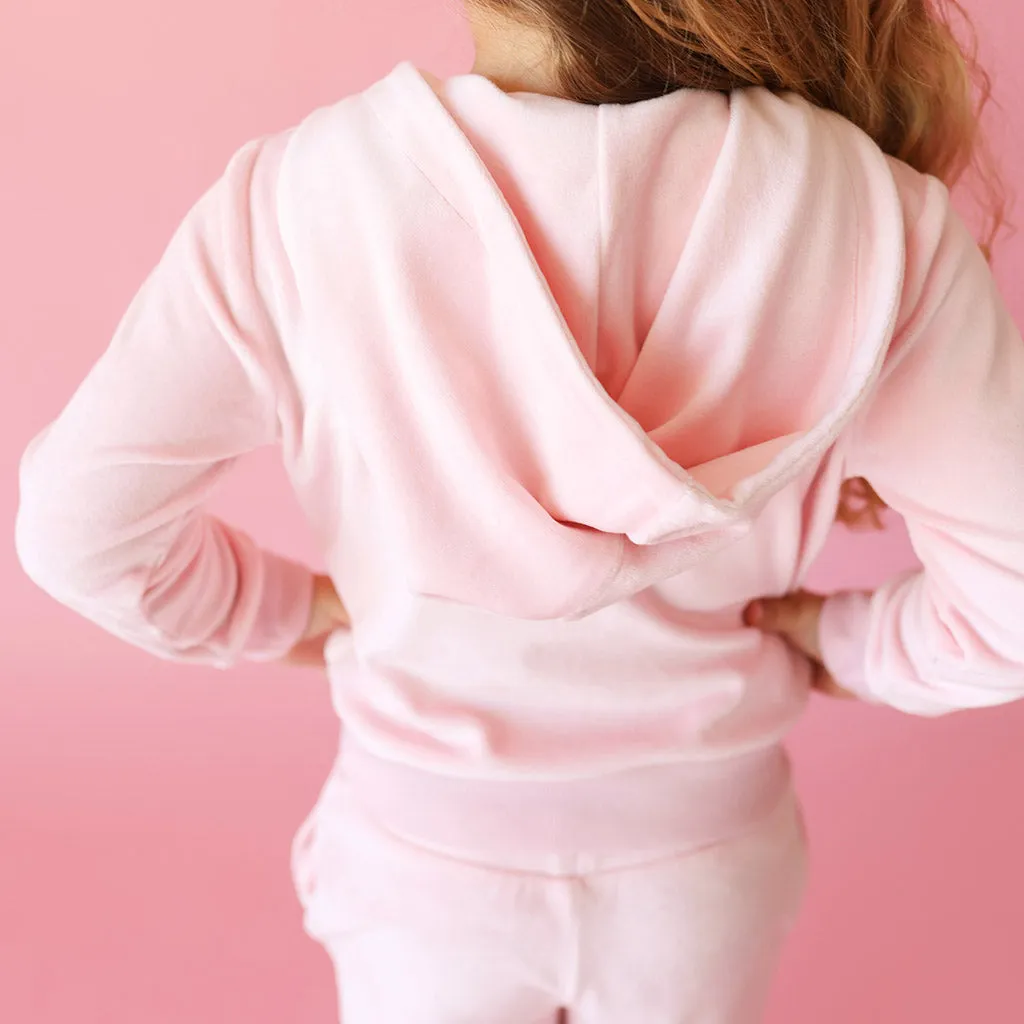 Starry Pink Velour Zip Hoodie