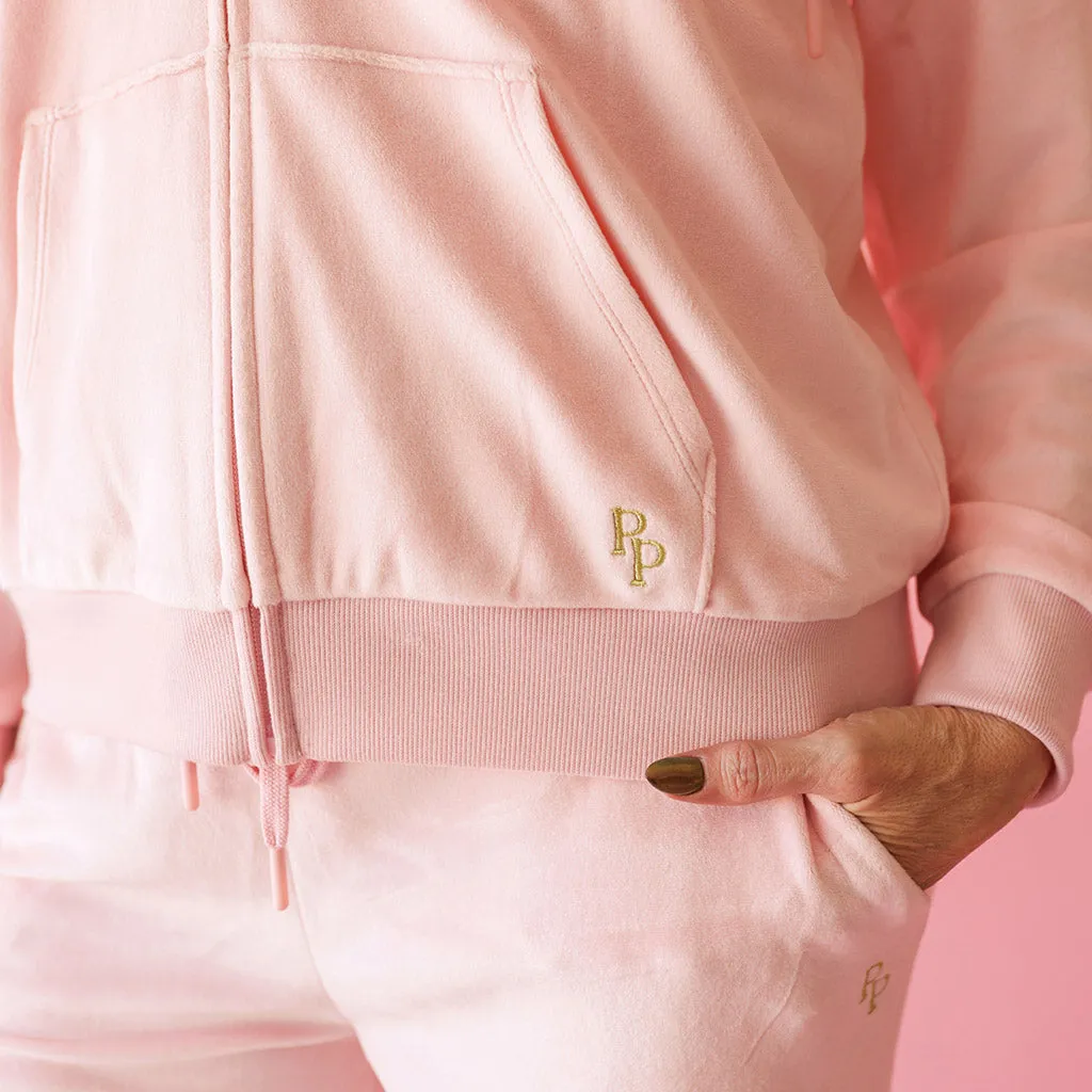 Starry Pink Women's Velour Zip Hoodie