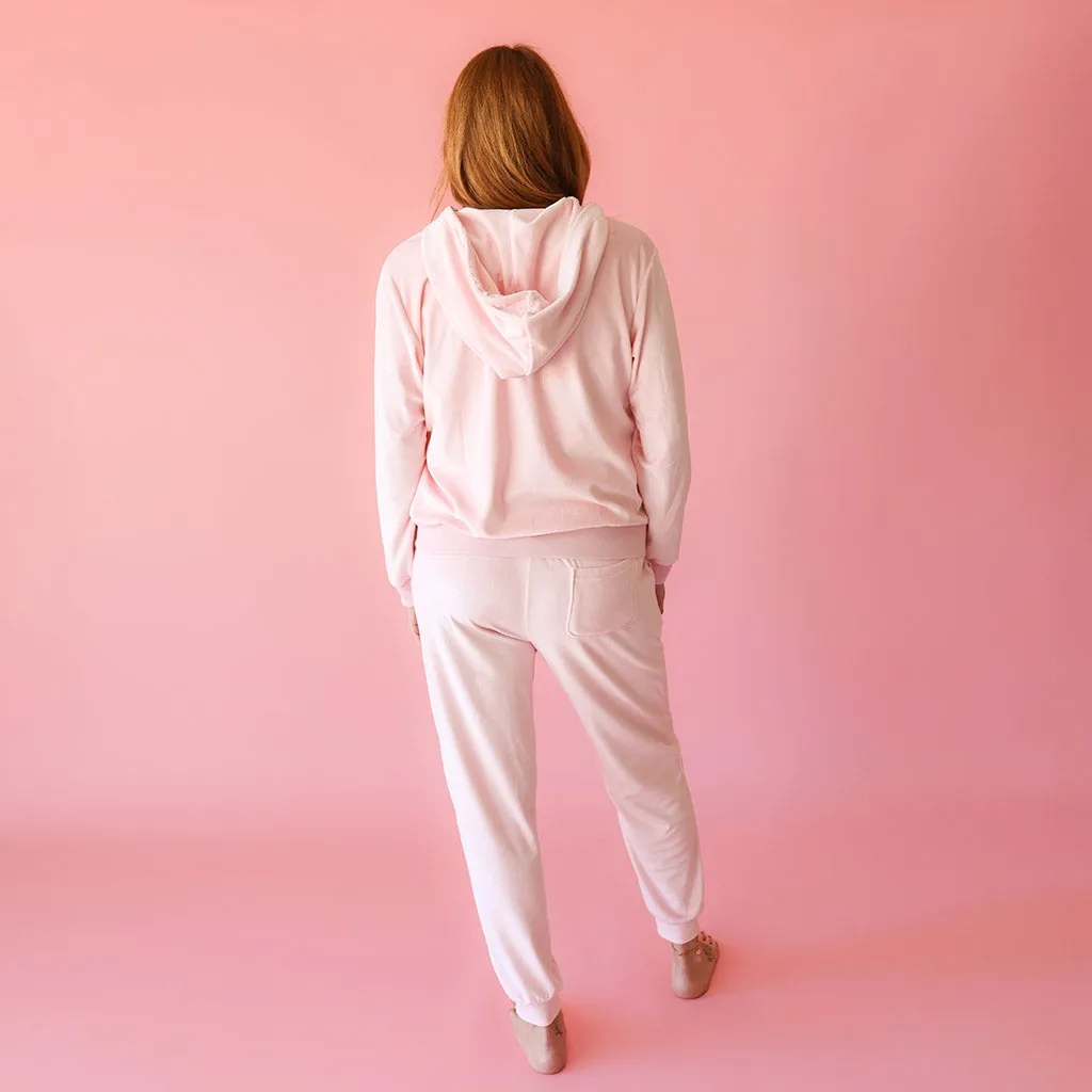 Starry Pink Women's Velour Zip Hoodie