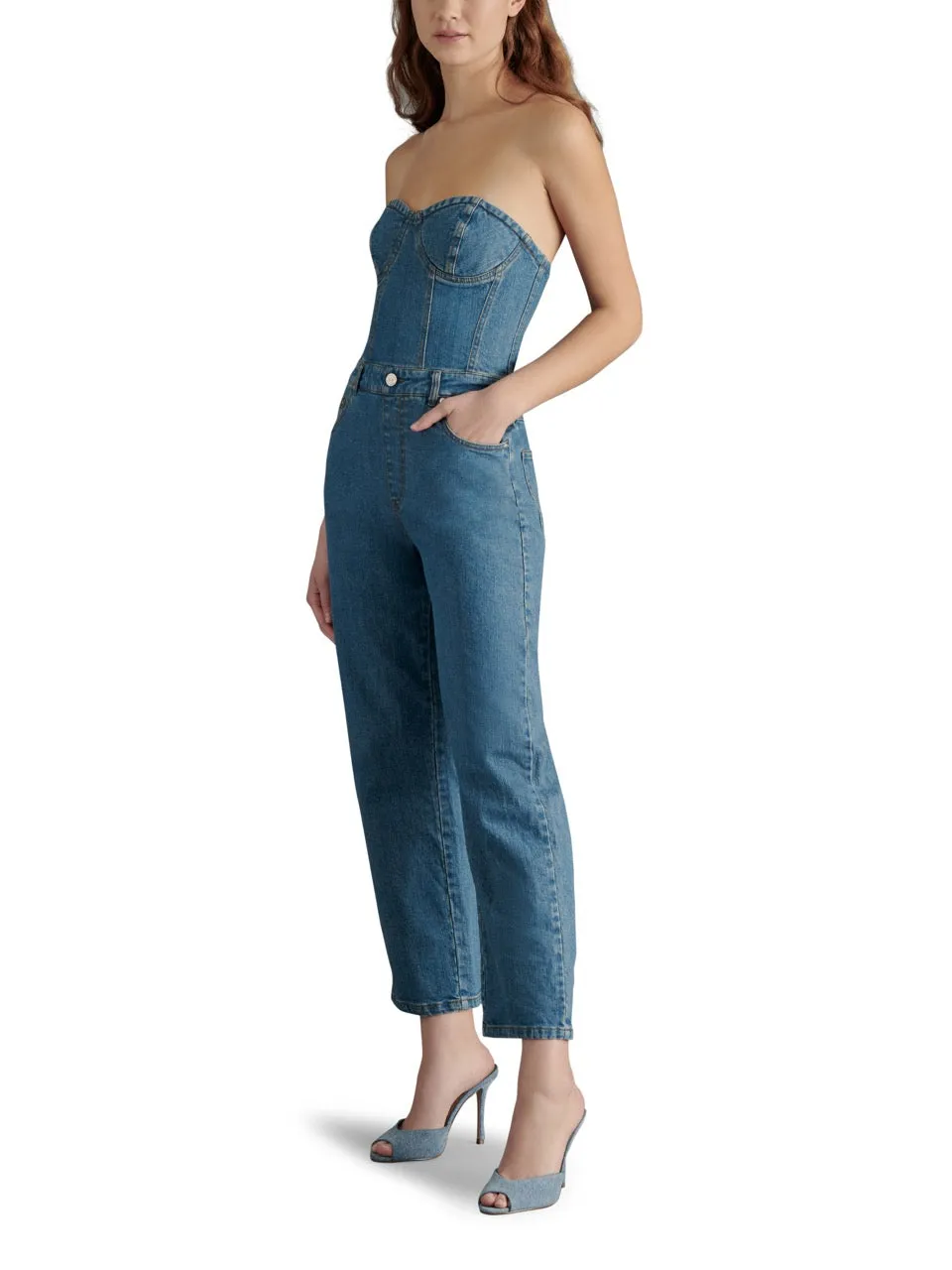 Steve Madden Anya Strapless Denim Jumpsuit