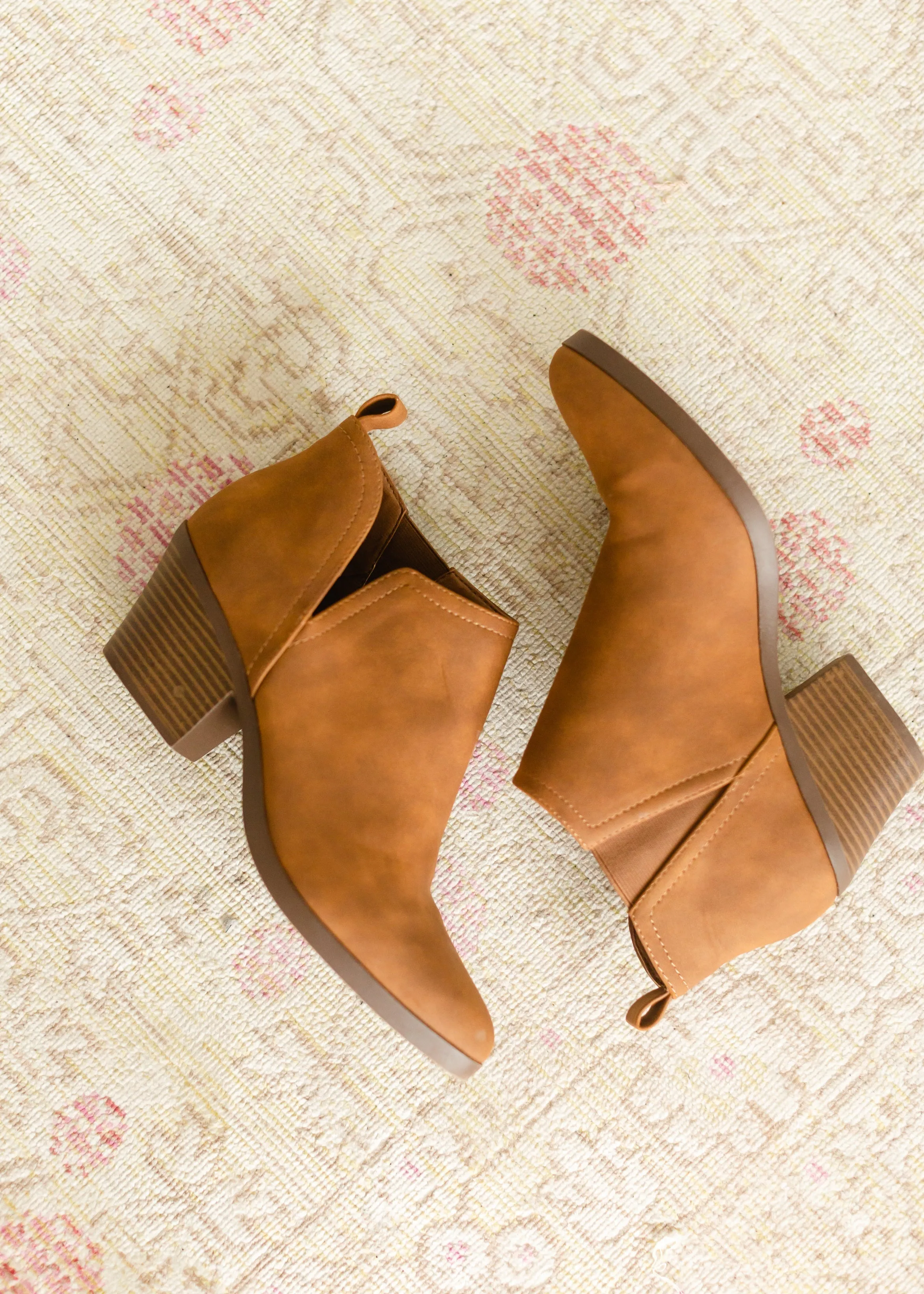 Tan Suede Bootie with Heel - FINAL SALE