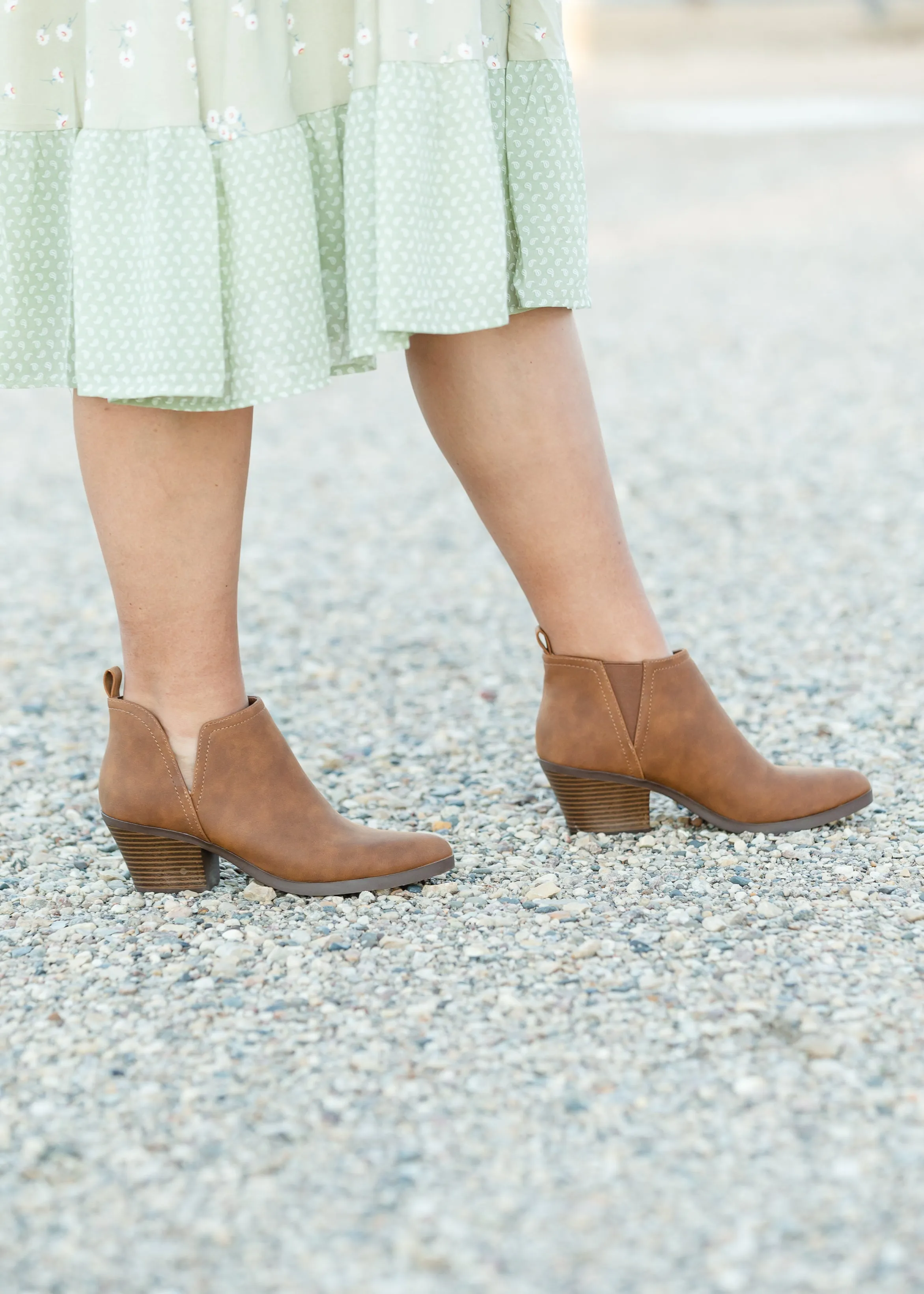 Tan Suede Bootie with Heel - FINAL SALE