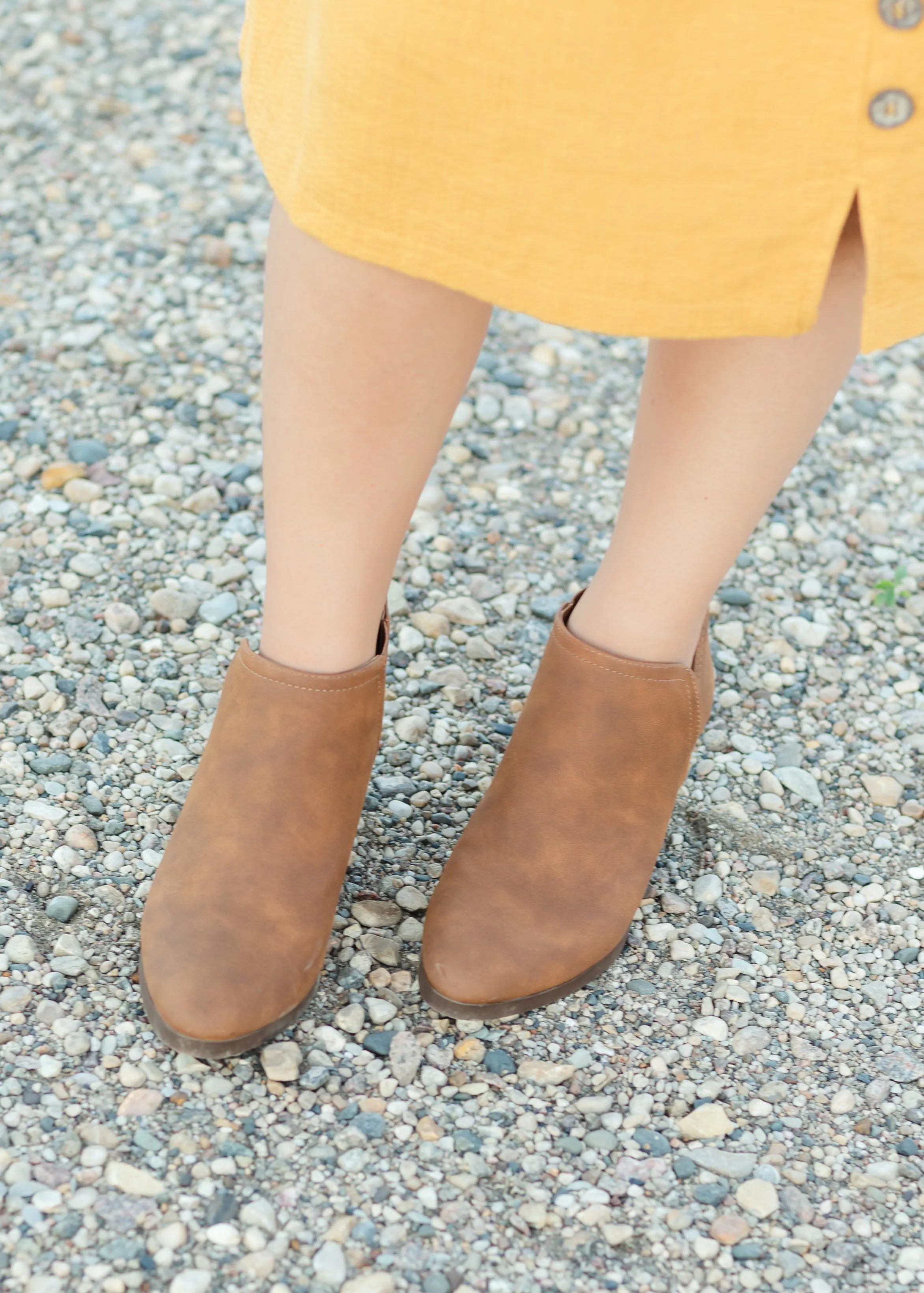 Tan Suede Bootie with Heel - FINAL SALE