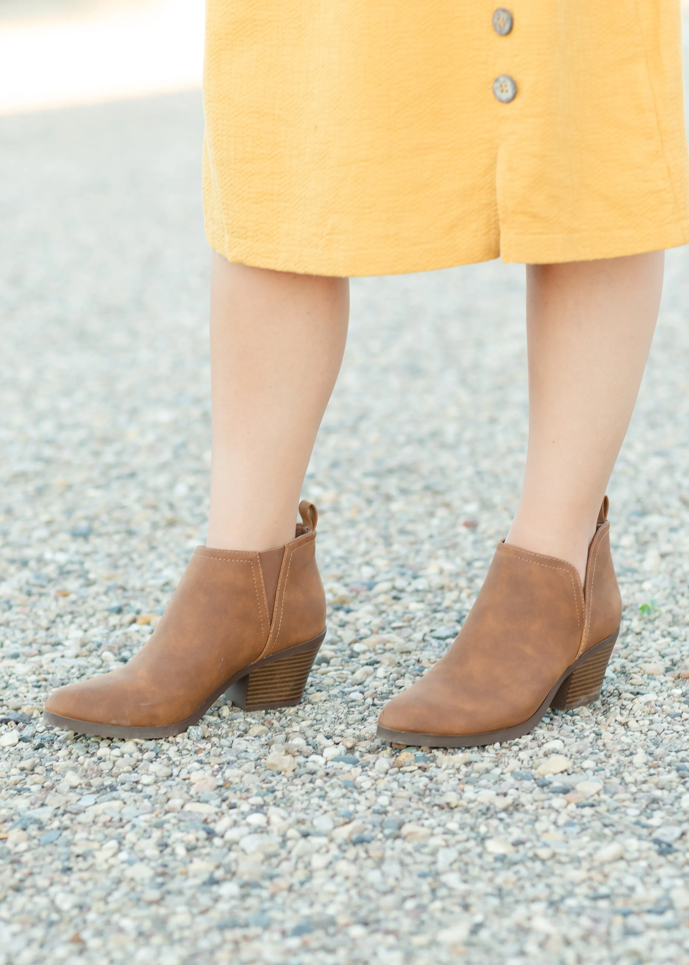 Tan Suede Bootie with Heel - FINAL SALE