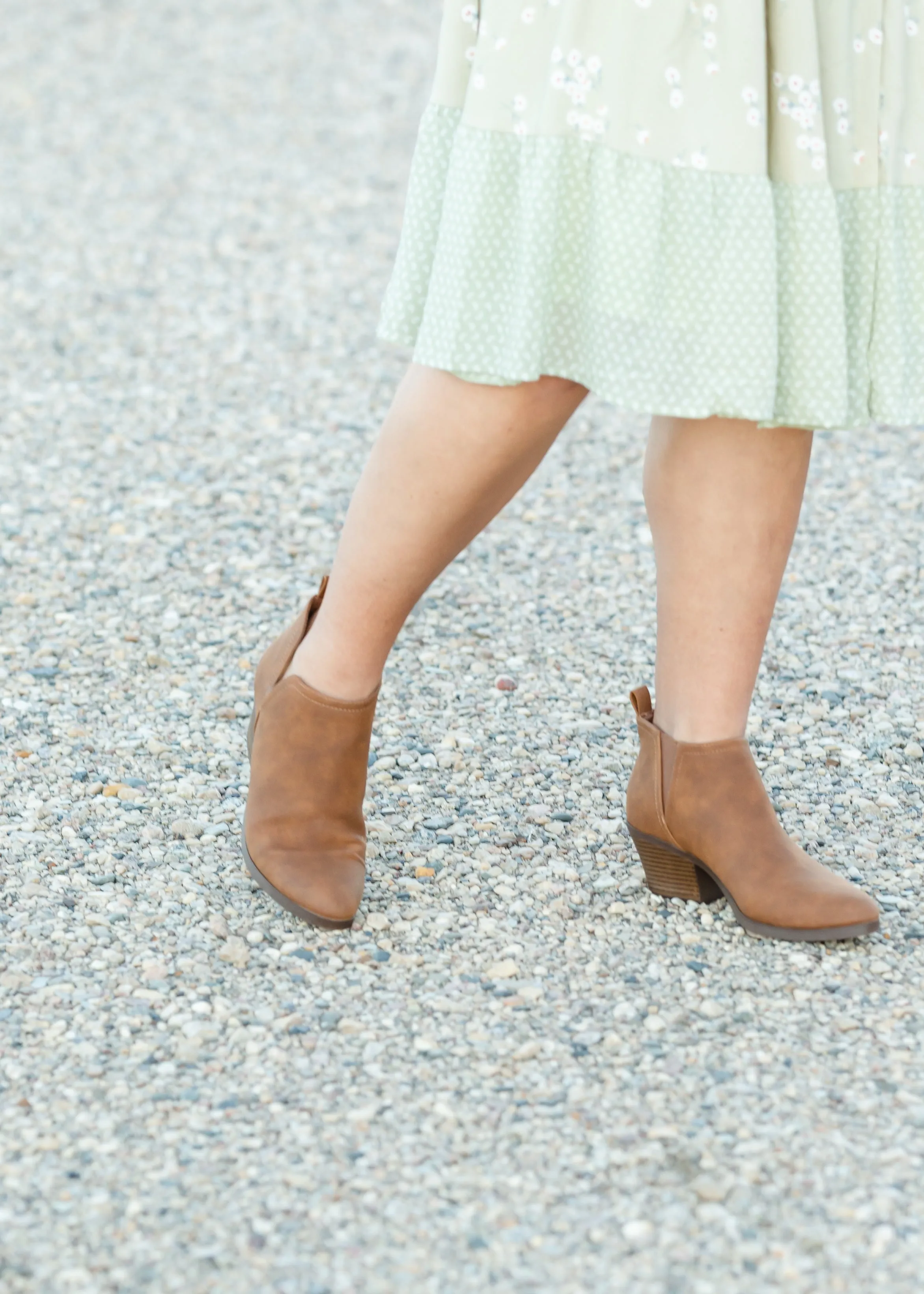 Tan Suede Bootie with Heel - FINAL SALE