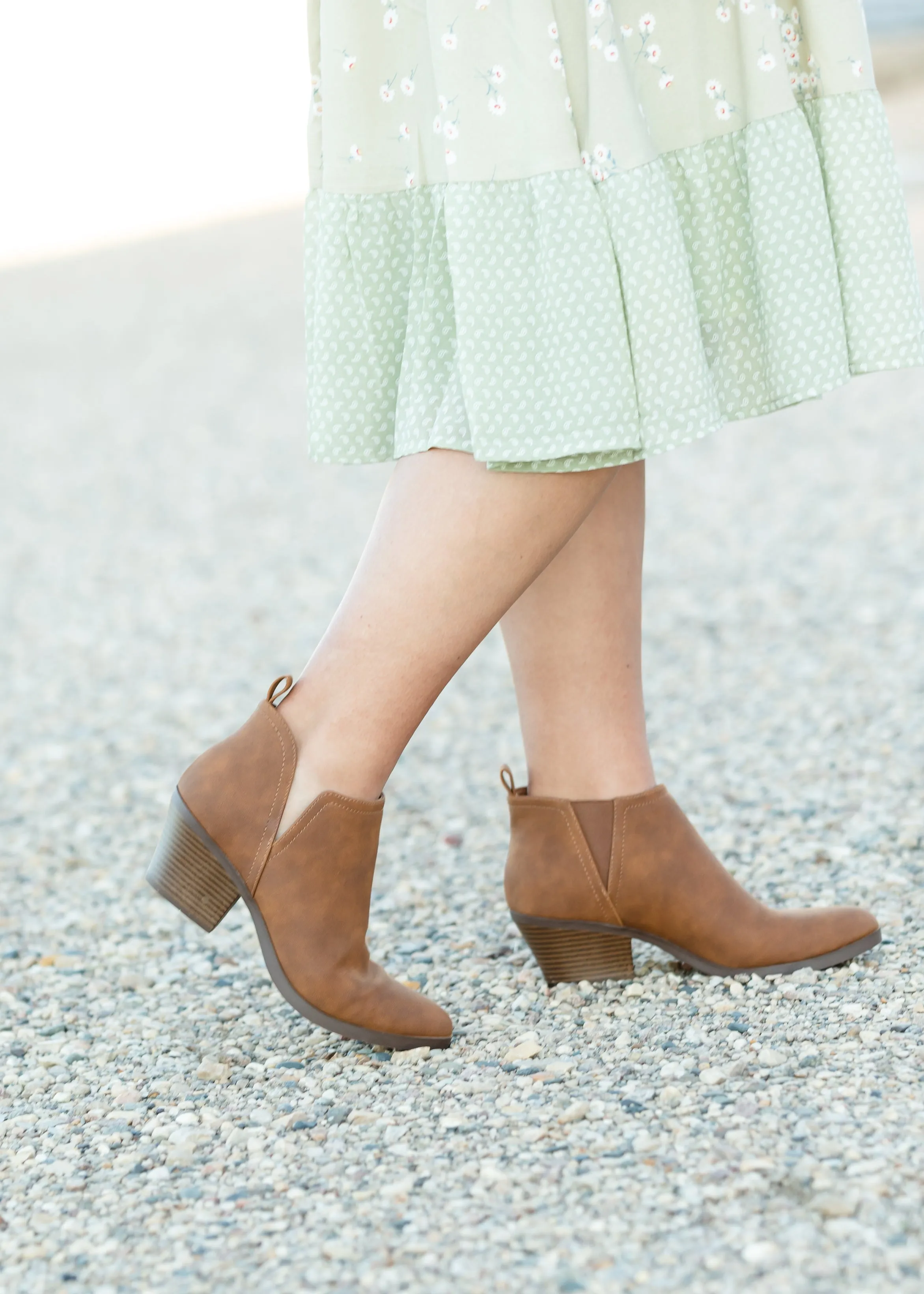 Tan Suede Bootie with Heel - FINAL SALE