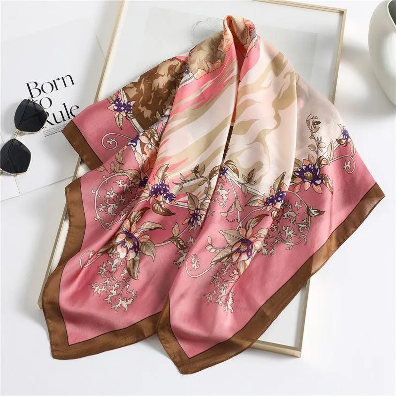 Traditional Chinese Chic Large Satin Scarf | 90x90cm Bandana | Twill Satin Shawl | Perfect Gift for Her, Mother's Day