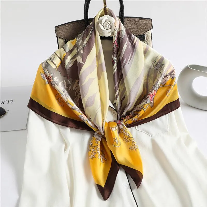 Traditional Chinese Chic Large Satin Scarf | 90x90cm Bandana | Twill Satin Shawl | Perfect Gift for Her, Mother's Day