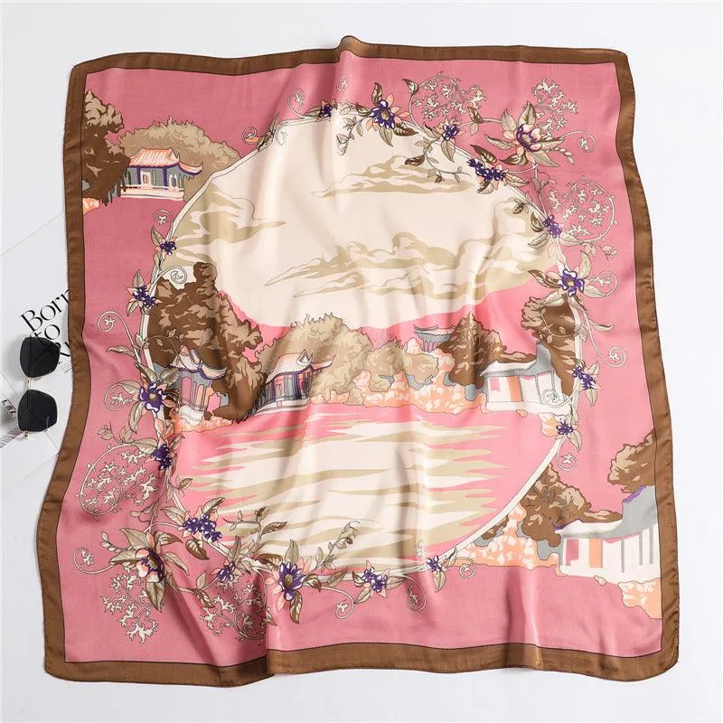 Traditional Chinese Chic Large Satin Scarf | 90x90cm Bandana | Twill Satin Shawl | Perfect Gift for Her, Mother's Day