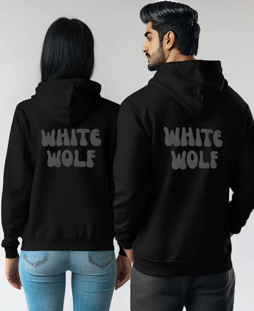 Unisex White Wolf Premium Fleece- Hoodie (Black)