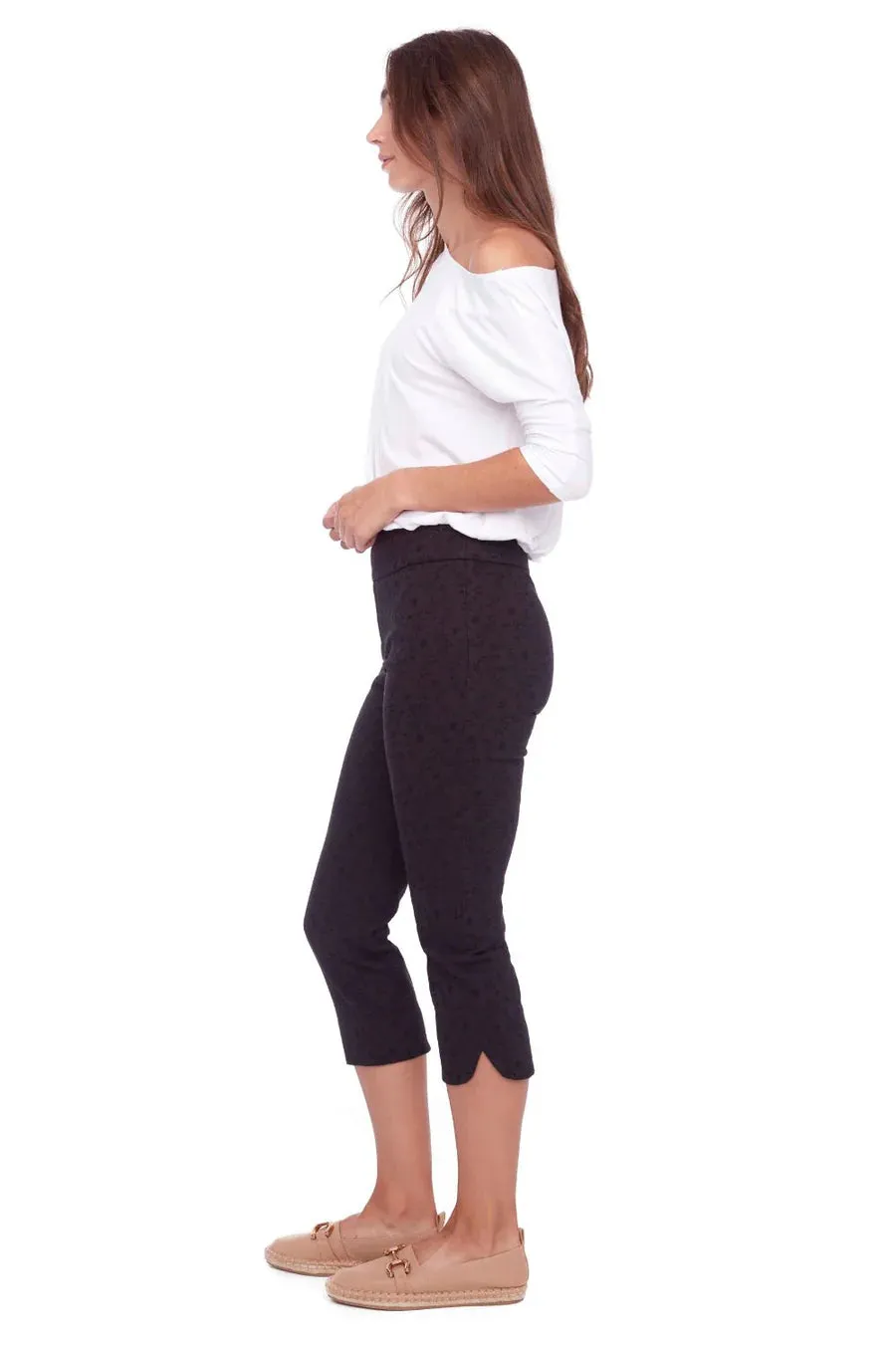 UP! Pants - Black Jacquard Techno Crop Pant 23 inch