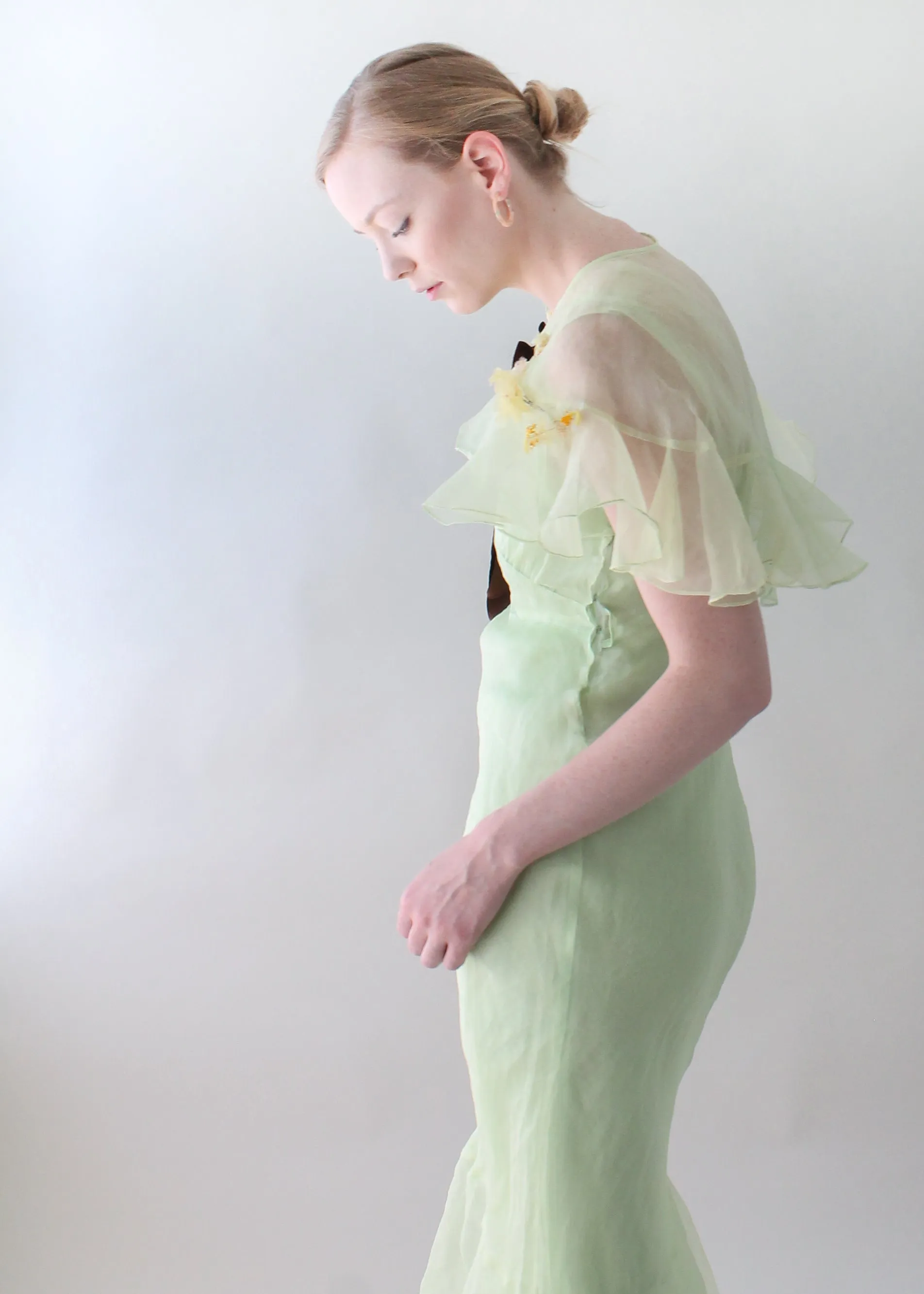 Vintage 1930s Mint Green Organdy Dress