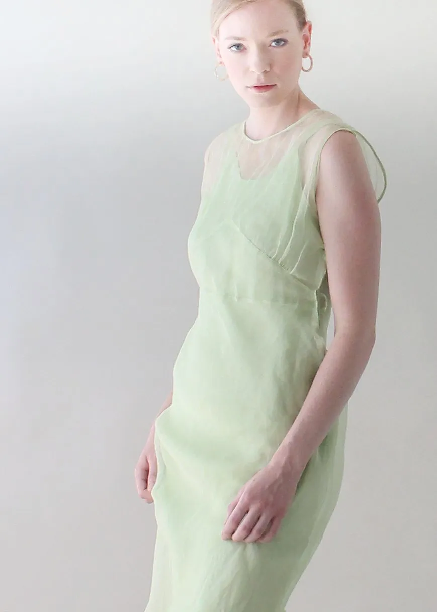 Vintage 1930s Mint Green Organdy Dress