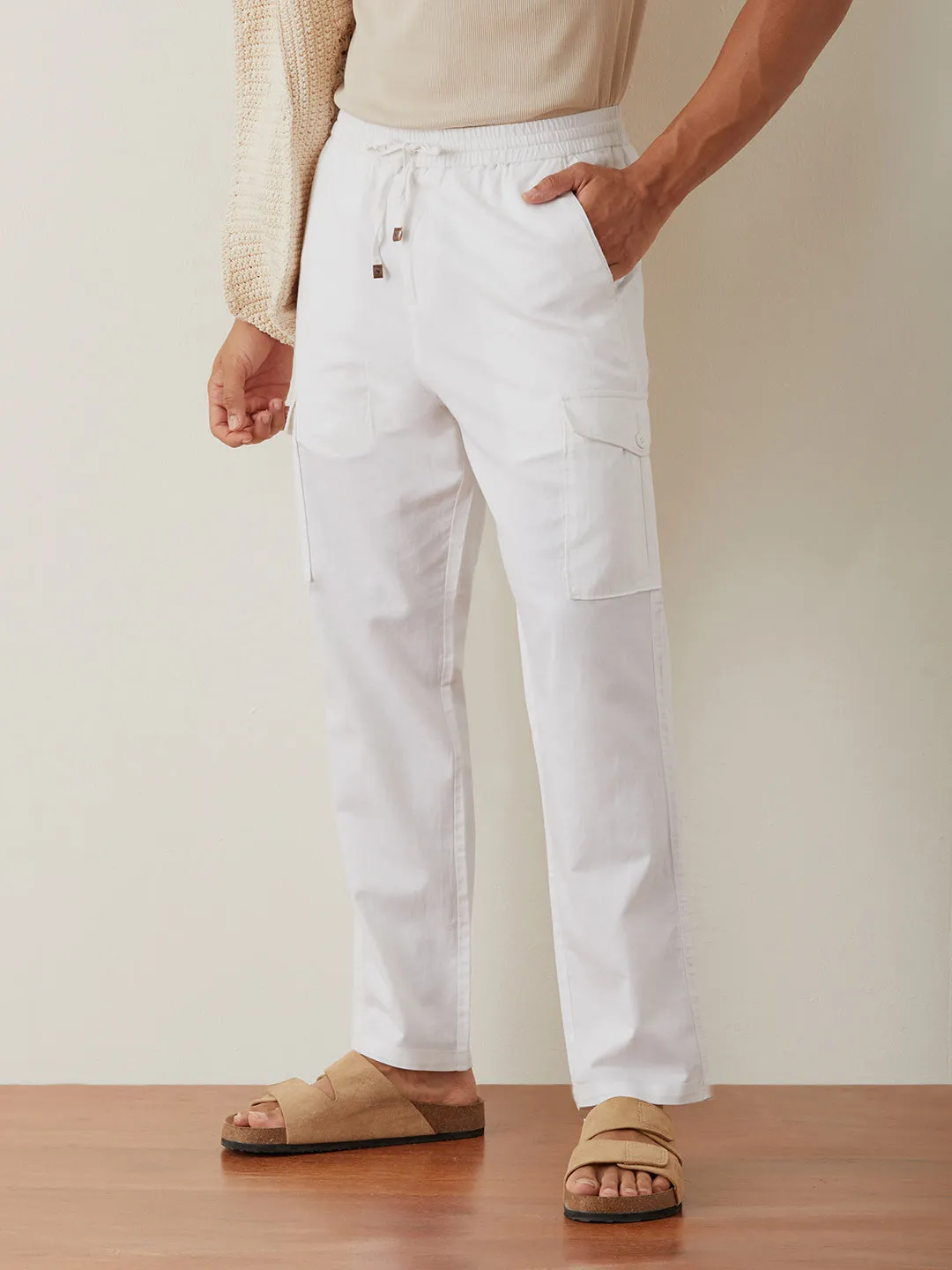 White Plain Cargo Pants