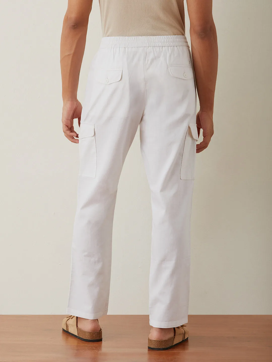 White Plain Cargo Pants