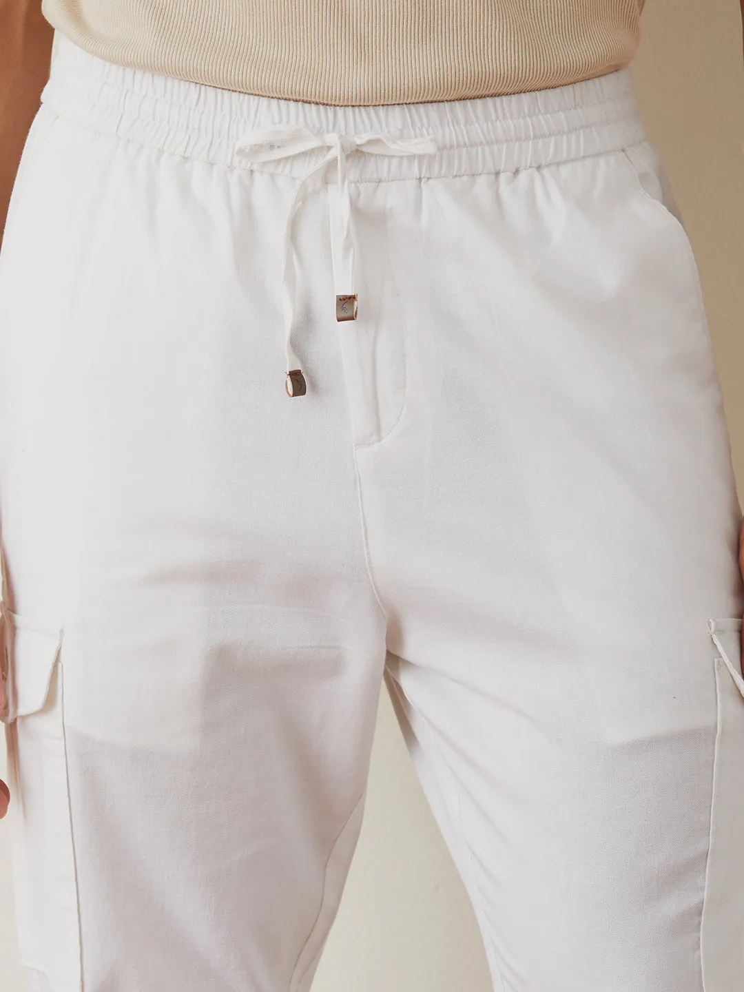 White Plain Cargo Pants