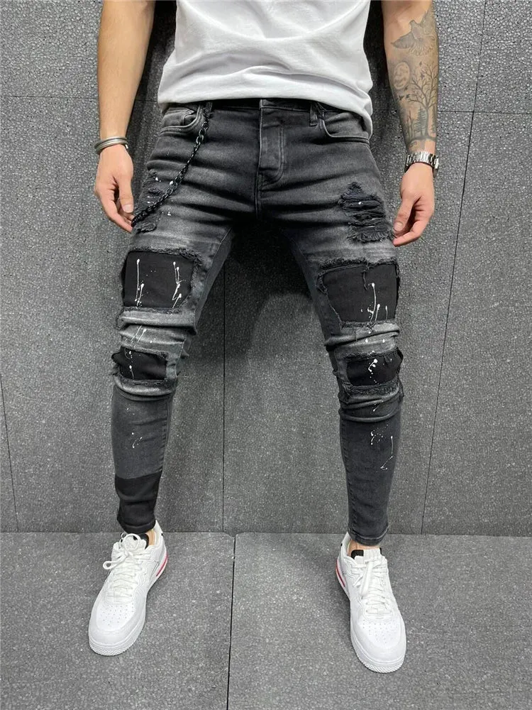 Wiaofellas  -  Fashion Jeans Bermuda Tideshec Harajuku Cargo Pants Ripped Men's Winter Clothing Side Pockets Skinny Men´s Casual Teens Jogger