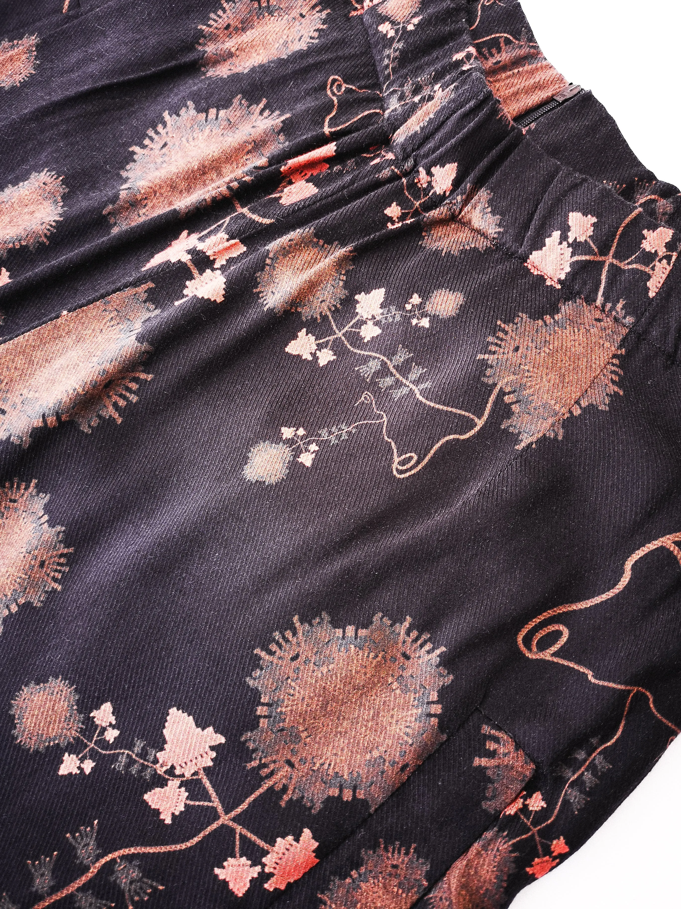 WIDE AIRY SUMMER PANTS - SILKY RAYON printed black/rust