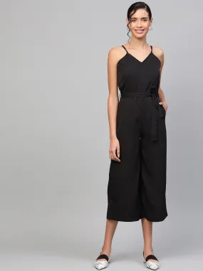 Women Black Strappy Jumpsuit