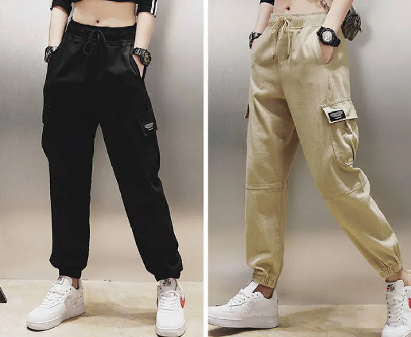 Women Cotton High Waist Cargo Pants