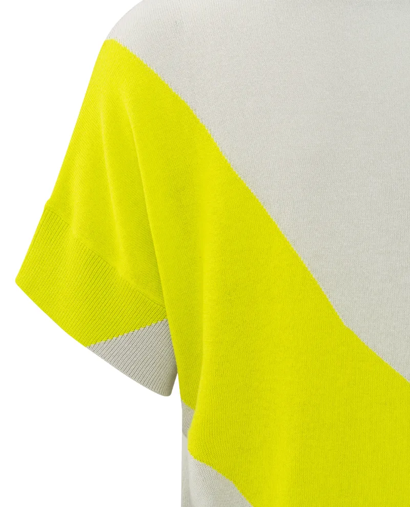 Yaya Neon Yellow Diagonal Stripe Knit - UK12